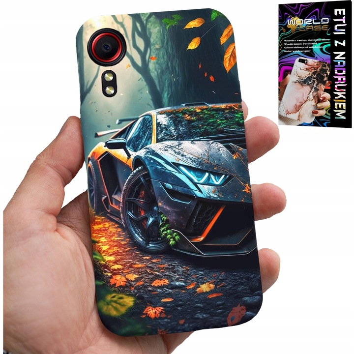 Samsung Galaxy Xcover 7 tok, World Case, szuperautó minta, szilikon, többszínű