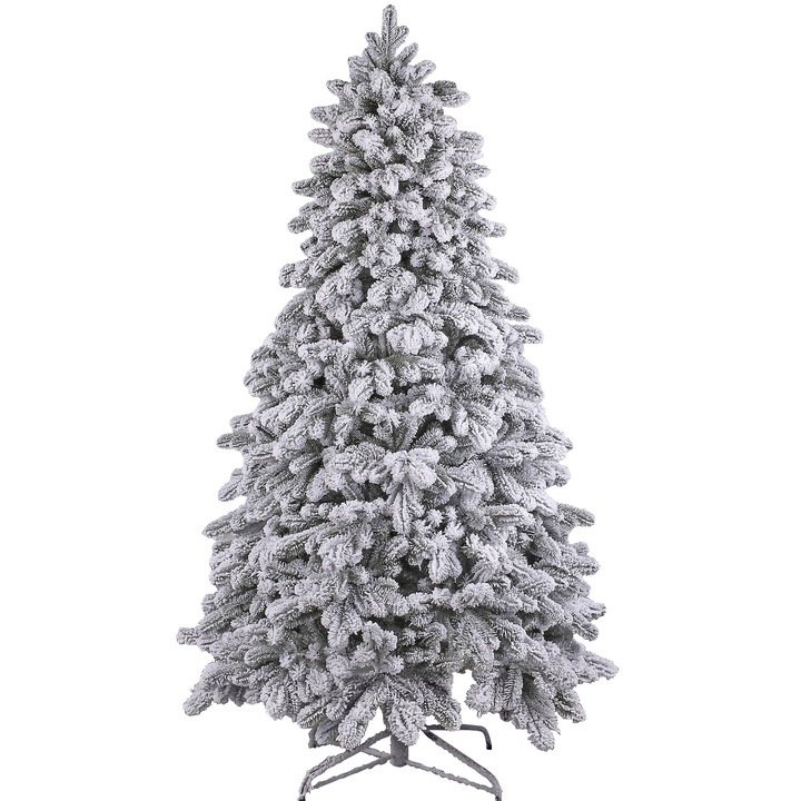 Brad Artificial, Hessa, Zapada, Ramuri 3D PE si 2D, PVC, Alb/Verde, 200 cm