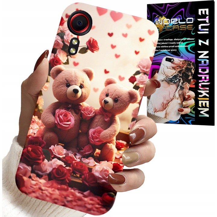 Carcasă pentru Samsung Galaxy XCover 7, World Case, imprimeu ursuleți de pluș, multicolor, silicon