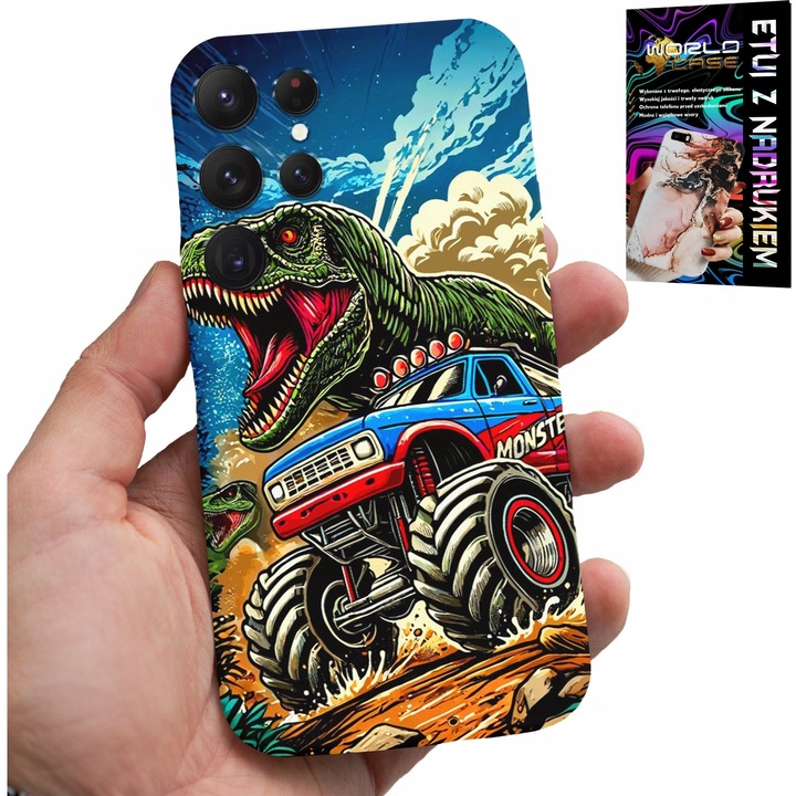Telefontok Samsung Galaxy S25 Ultra, World Case, dinoszaurusz monstertruck modell, szilikon, többszínű
