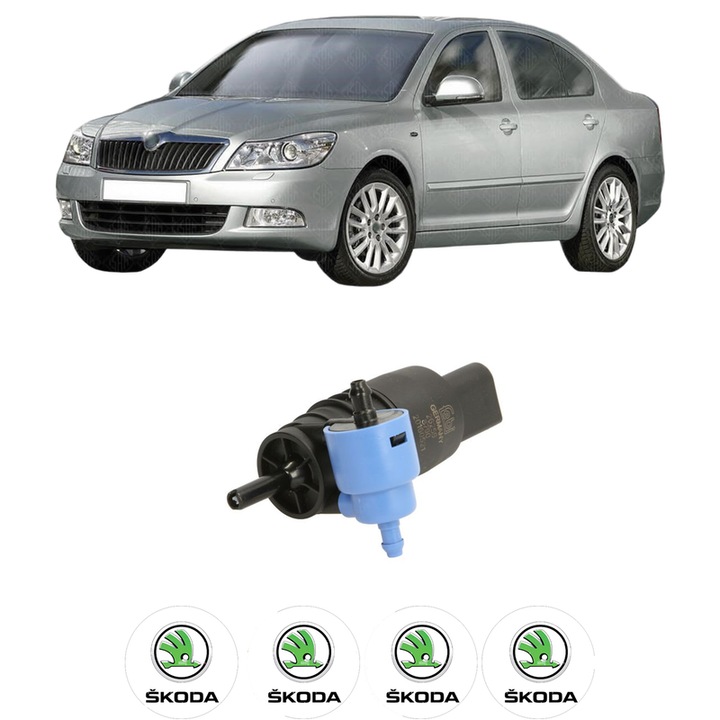 Pompa de apa spalare parbriz SKODA OCTAVIA II (1Z3) din 2004-2013, auto, Febi, 4x Stickere auto cu SKODA