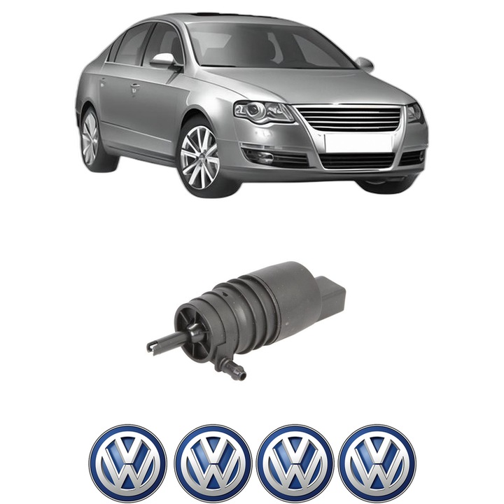 Pompa de apa spalare parbriz Volkswagen PASSAT B6 (3C2) din 2005-2010, auto, Febi, 4x Stickere auto cu Volkswagen