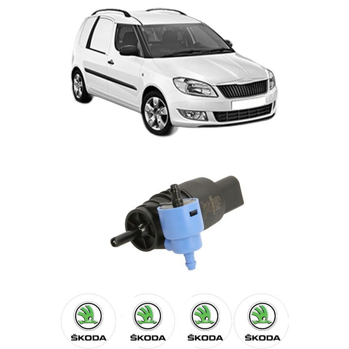 Pompa de apa spalare parbriz SKODA FABIA I Praktik (6Y5) din 2000-2007, auto, Febi, 4x Stickere auto cu SKODA