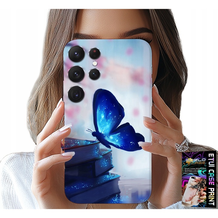 TOK SAMSUNG GALAXY S22 Ultra-hoz - KÉK GYÖNGYHÁZ, Pillangó, NŐI MINTÁK