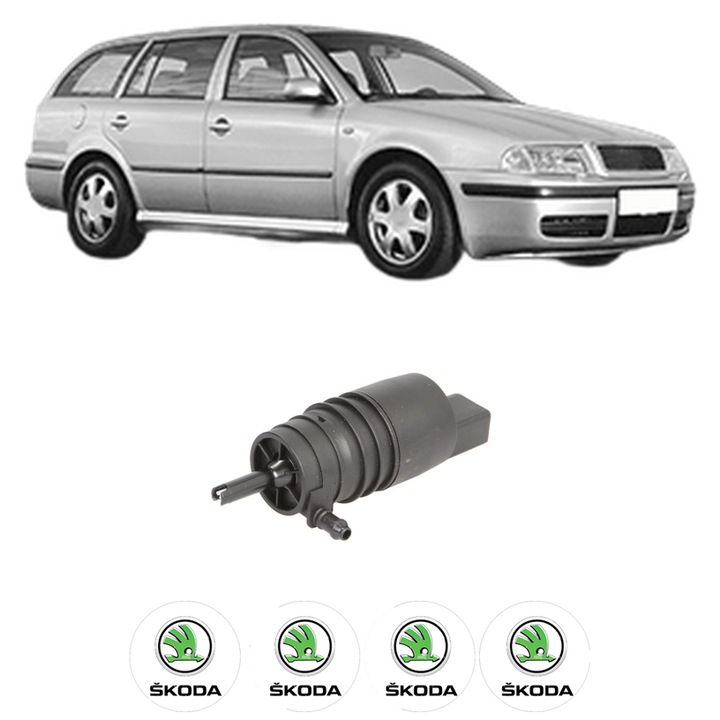 Pompa de apa spalare parbriz SKODA OCTAVIA I Combi (1U5) din 1998-2010, auto, Febi, 4x Stickere auto cu SKODA
