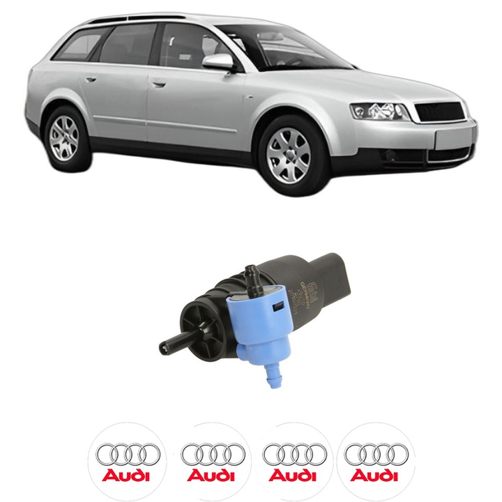 Pompa de apa spalare parbriz AUDI A4 B6 Avant (8E5) din 2001-2004, auto, Febi, 4x Stickere auto cu AUDI