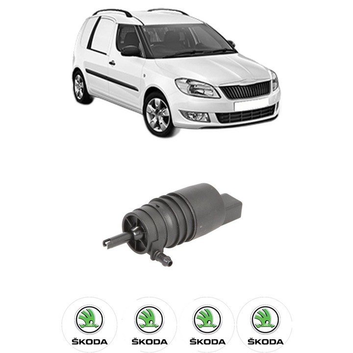 Pompa de apa spalare parbriz SKODA FABIA I Praktik (6Y5) din 2000-2007, auto, Febi, 4x Stickere auto cu SKODA