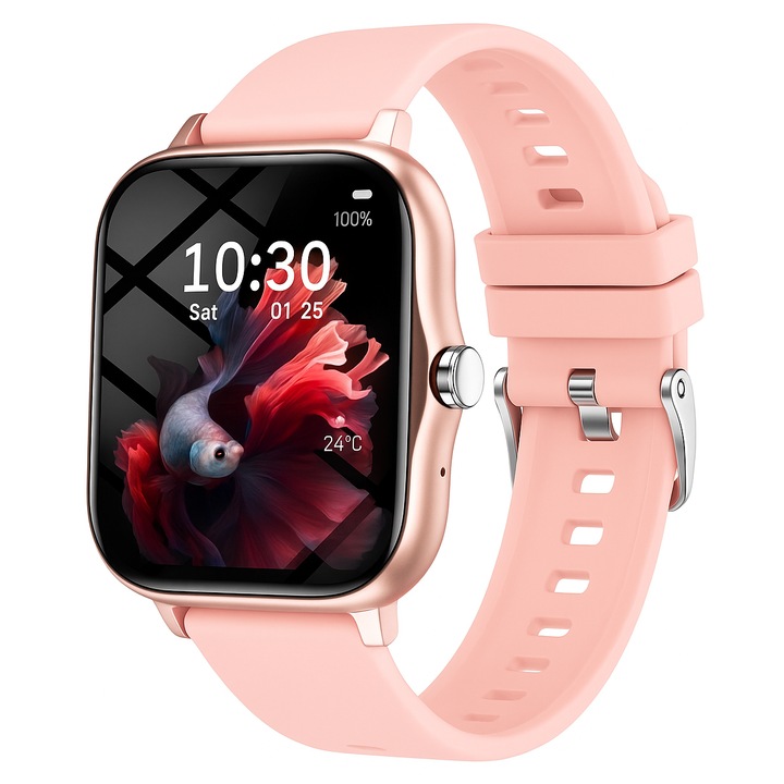 Smartwatch sportiv 1.83” HD, apeluri Bluetooth, monitorizare sanatate si sport, baterie 180mAh, curea silicon, compatibil Android/iOS