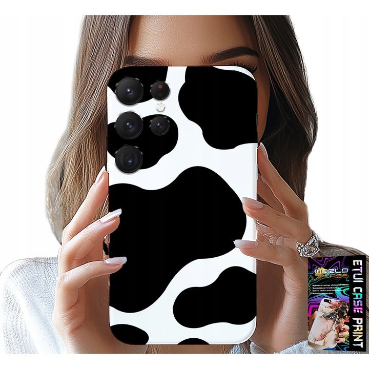 ETUI PENTRU SAMSUNG GALAXY S22 Ultra - BLACK AND WHITE CROW BLATCH, MODERN DESIGNS