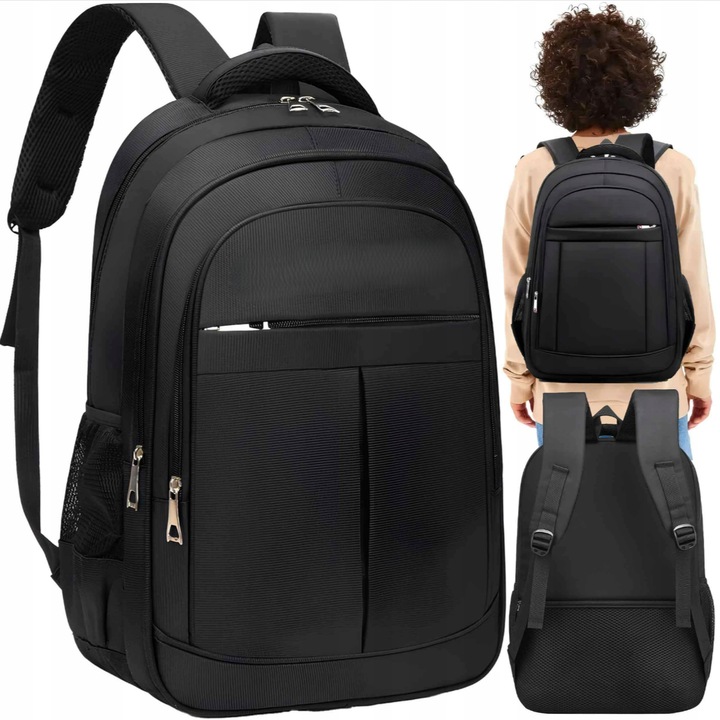 Rucsac unisex cu loc pentru laptop, Zola, diagonala pana la 15.6", impermeabil, 51 x 30 x 24 cm, negru