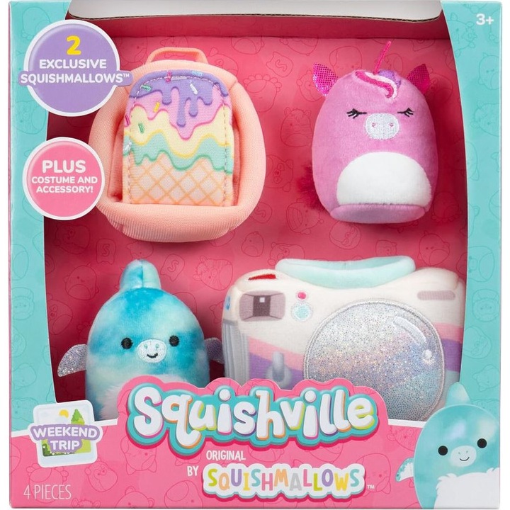 Set jucarii de plus Squishmallows, Gal si Reid, 2 personaje, 6 cm, multicolor