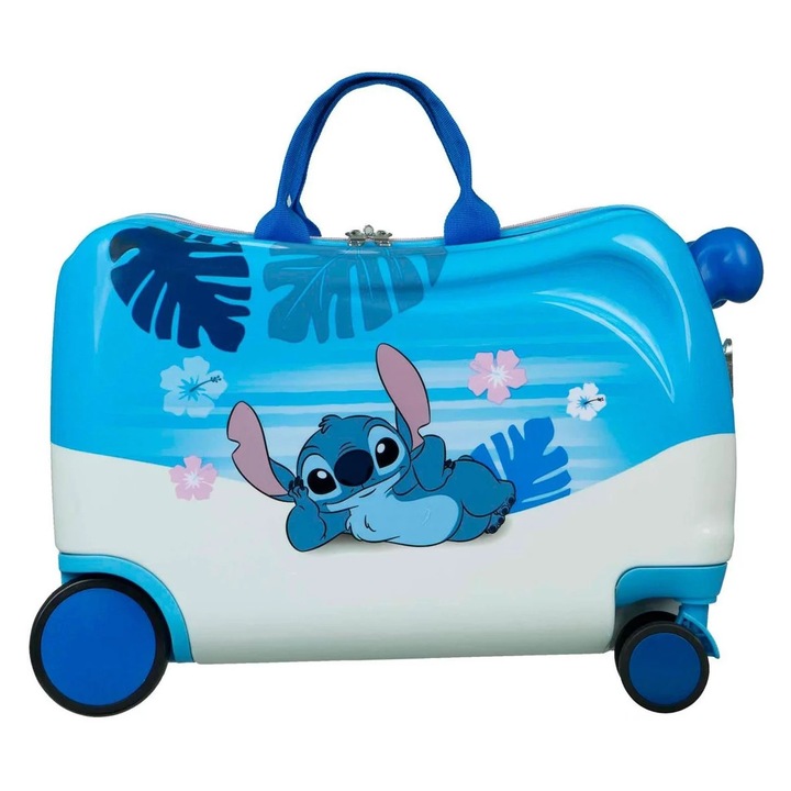Valiza Ride-on Stitchy, Undercover, 34x44x22cm, albastru-alb, capacitate 23l, pentru copii 3+ ani