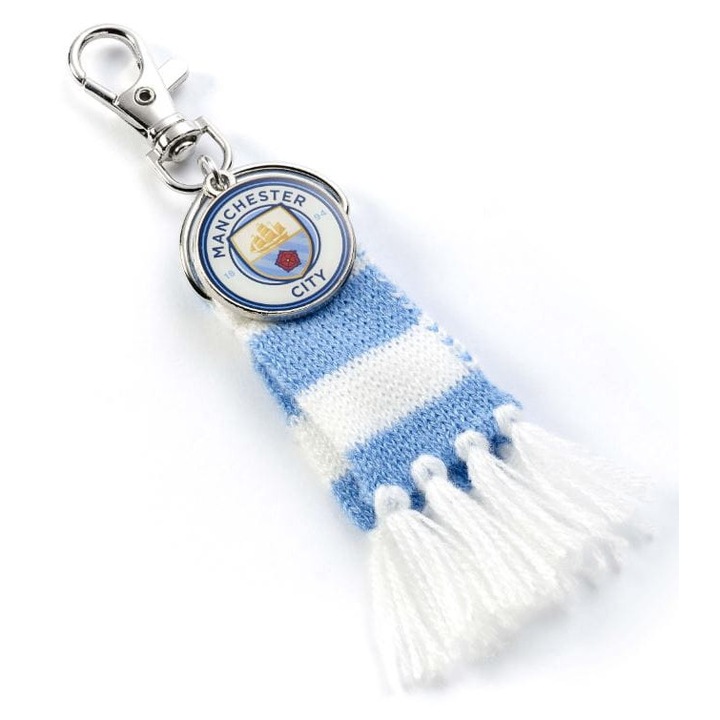 Manchester City sál kulcstartó, The Carat Shop, fehér-kék, 17x6cm