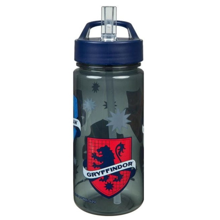 Бутилка Harry Potter 500 мл, Undercover, прозрачна, гранат, 19 см, комплект с щампи на домовете на Хогуортс