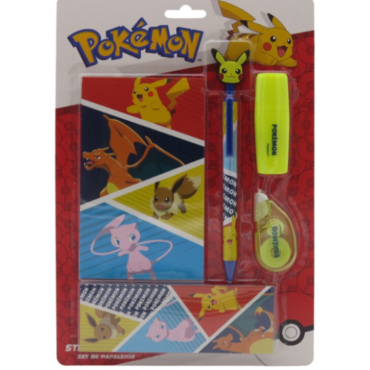 Комплект канцеларски материали Pokemon, CYP BRANDS, 5 елемента, многоцветен, 28x19x2cm