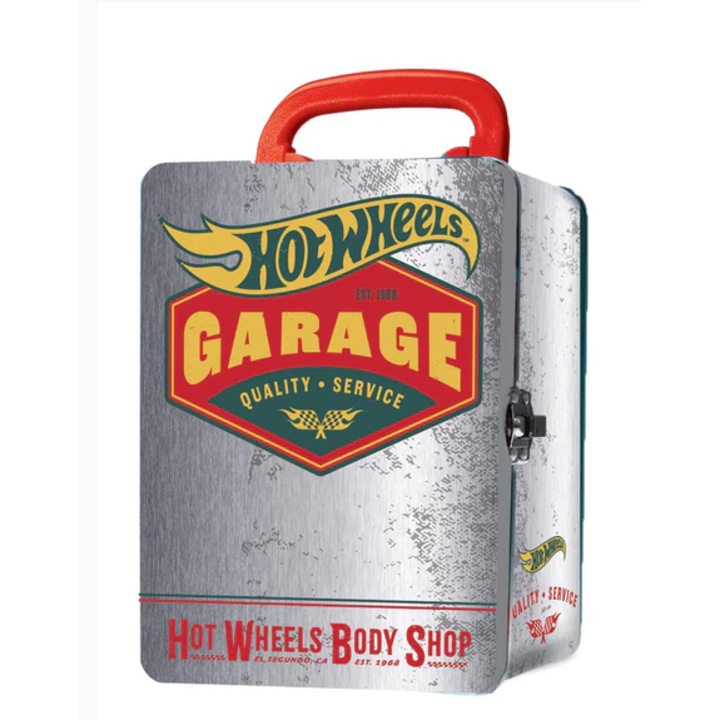 Кутия за колекциониране Hot Wheels, сребриста, 14x18,5x9см, за 18 колички 1:64