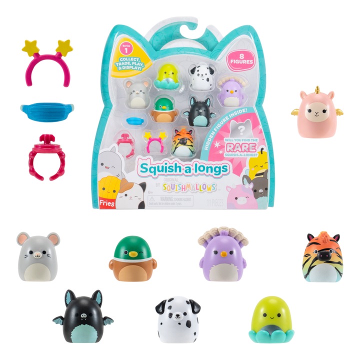 Set 8 Figurine Mini Squish cu Accesorii, Jazwares, 2,5 cm, pentru copii peste 6 ani
