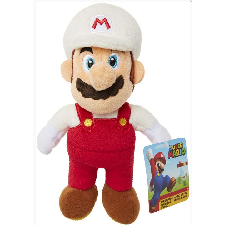 Super Mario - Maskota Fire Mario 23 cm, rosie, din plus