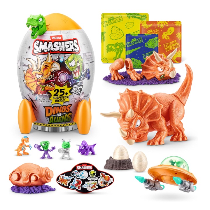 Фигурина Zuru Smashers Dino vs Aliens, комплект Трицератопс, 25 изненади, 30x20x20см