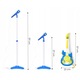 Комплект електрическа китара и микрофон със стойка за деца "LikeSmart Guitar Mic Set" – звуци, ритми, MP3 свързване, 3+ години, интерактивна музикална играчка, синьо/жълто