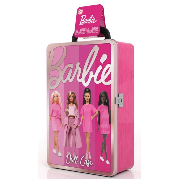 Barbie fém bőrönd, 5 rekeszes, rózsaszín, 31,5x20x8cm