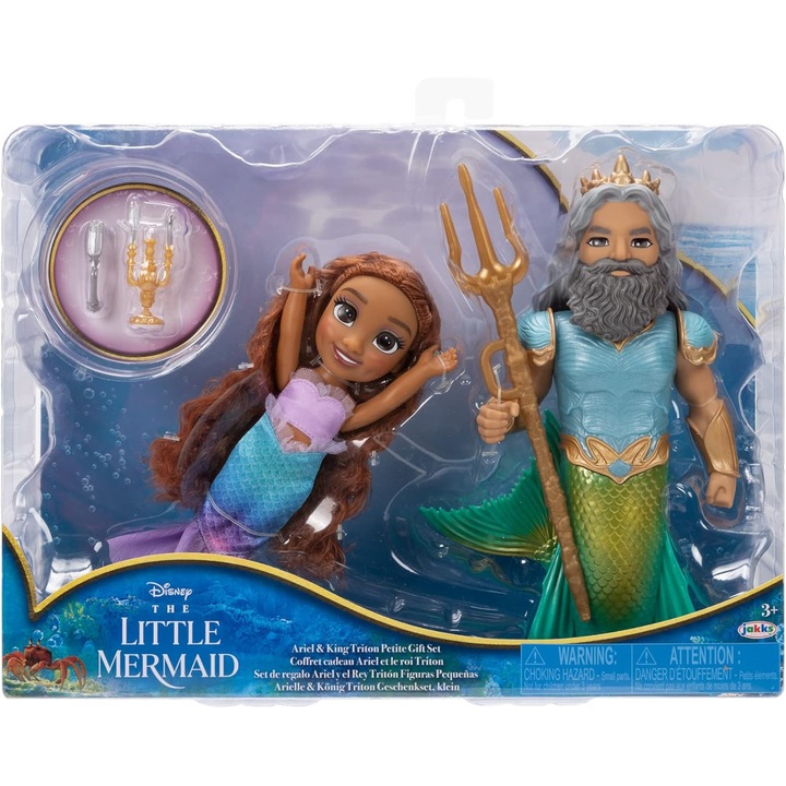 Figurakészlet Disney - Maica Sirena, Ariel és Triton király, 30x22x10cm, 3 év feletti gyermekeknek