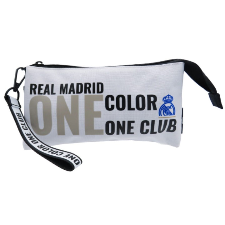 Несесер Real Madrid, с 3 отделения, черно-бял със сини елементи, 23x12,5x3,5см