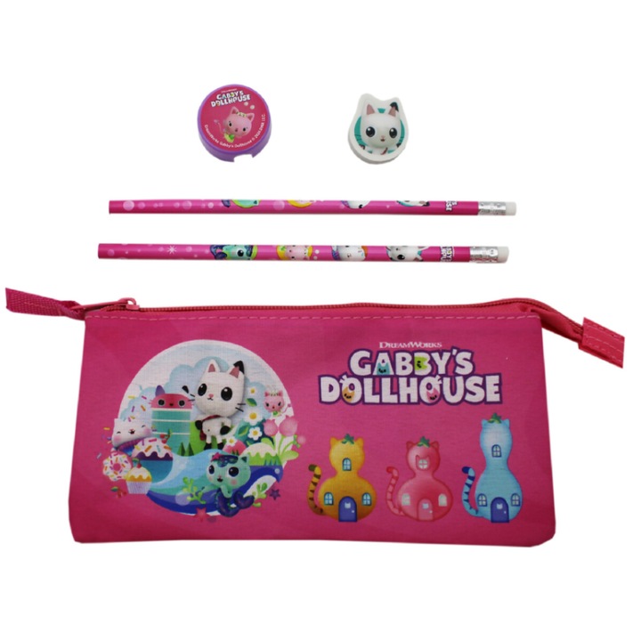 Penar set Koci Domek Gabi, 23x31x2cm, cu accesorii pentru scoala