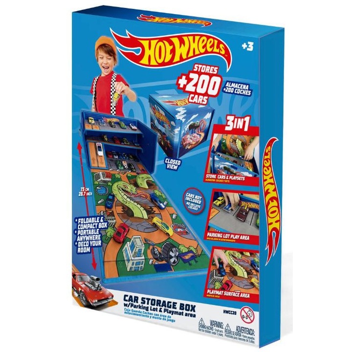 Set Hot Wheels, Mattel, cutie garaj 3 in 1, 33x23x36cm, 50cm, pentru copii 3+