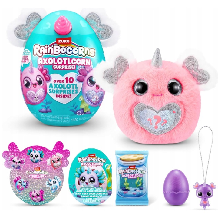 Jucarie de plus Zuru Toys Axolotlcorn Surprise, set cu 10 surprize, multicolor, 28x23x20cm