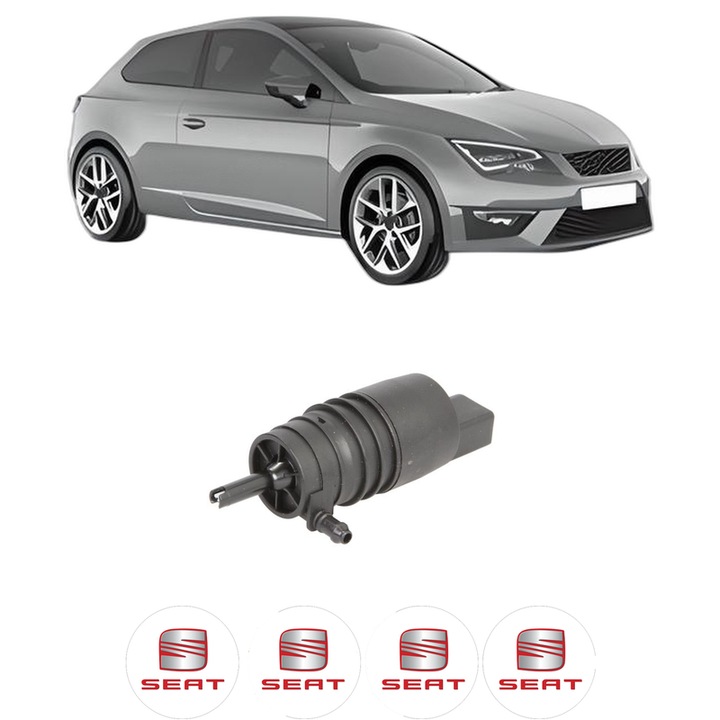 Pompa de apa spalare parbriz SEAT LEON SC (5F5) din 2013-2018, auto, Febi, 4x Stickere auto cu SEAT