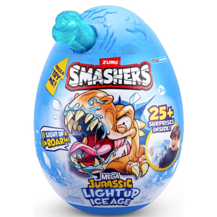 Figurina Smashers Dino Ice Age Light Up, Zuru, 25 surprize, 14x9x15cm
