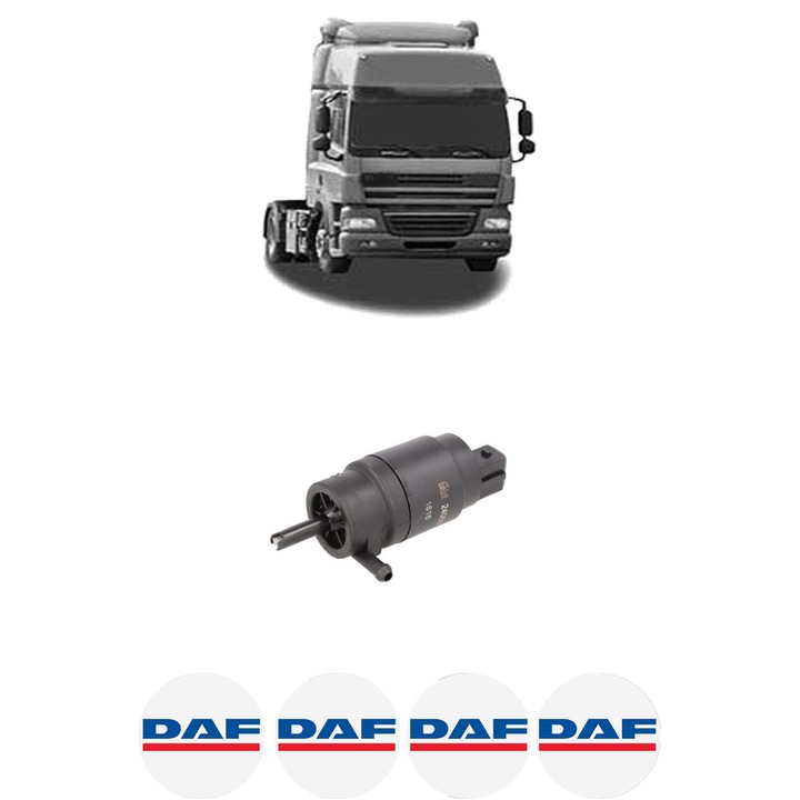 Pompa de apa spalare parbriz DAF CF 85 din 2001-2020, auto, Febi, 4x Stickere auto cu DAF