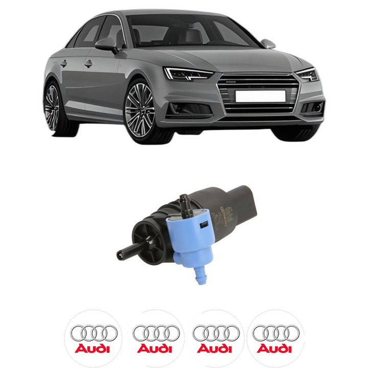 Pompa de apa spalare parbriz AUDI A4 B9 (8W2, 8WC) din 2015-2020, auto, Febi, 4x Stickere auto cu AUDI