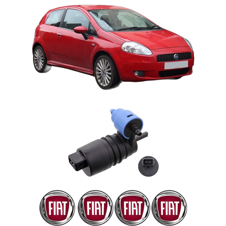 Pompa de apa spalare parbriz FIAT GRANDE PUNTO (199_) din 2005-2015, auto, Febi, 4x Stickere auto cu FIAT