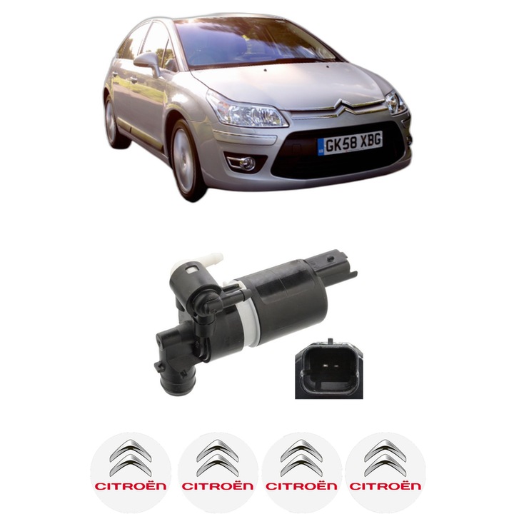 Pompa de apa spalare parbriz CITROEN C4 II (NC_) din 2009-2018, auto, Febi, 4x Stickere auto cu CITROEN