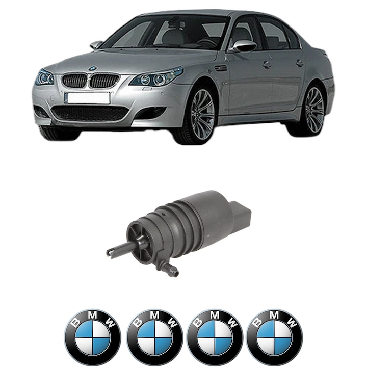 Pompa de apa spalare parbriz BMW Seria 5 (E60) din 2001-2010, auto, Febi, 4x Stickere auto cu BMW