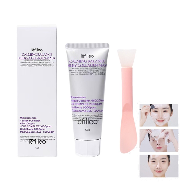 Lefilleo Folyékony Kollagén Arcmaszk Nyugtató Egyensúly Ecsettel – Javítja a Bőr Rugalmasságát és Ragyogását, Koreai Bőrápoló Termék