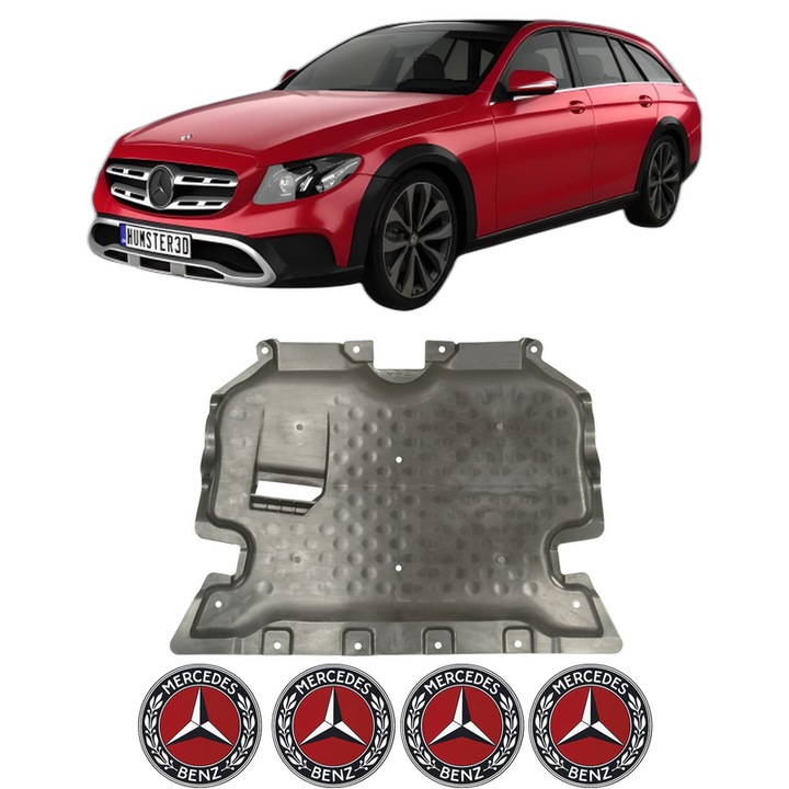 Scut motor MERCEDES-BENZ E-CLASS T-Model (S213) din 2016-2023, protectie auto, plastic, 4x Stickere auto cu MERCEDES-BENZ