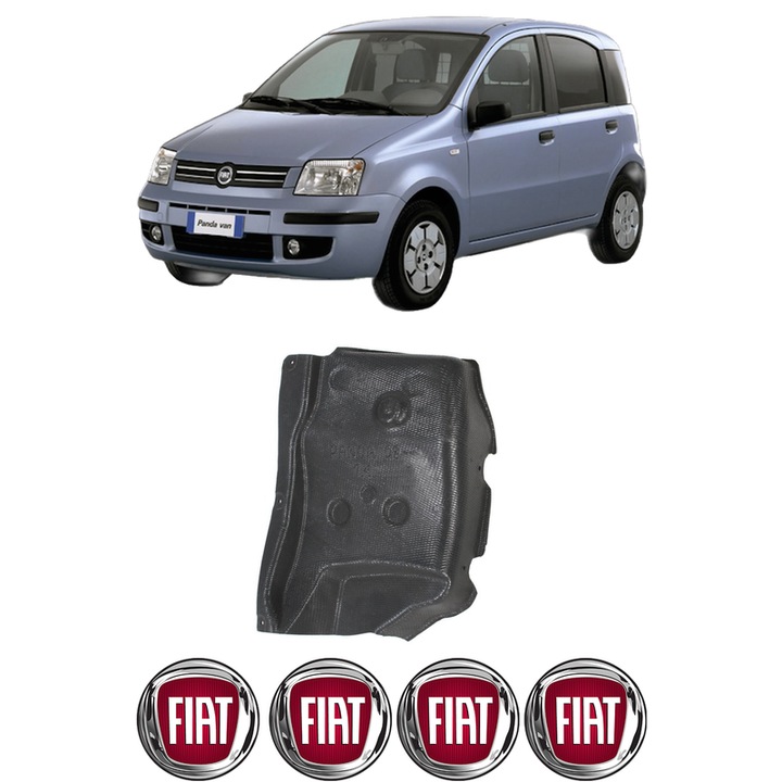 Scut motor FIAT PANDA (169_) din 2003-2013, protectie auto, plastic, 4x Stickere auto cu FIAT