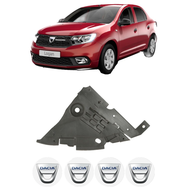 Scut motor DACIA LOGAN II din 2008-2016, protectie auto, plastic, 4x Stickere auto cu DACIA