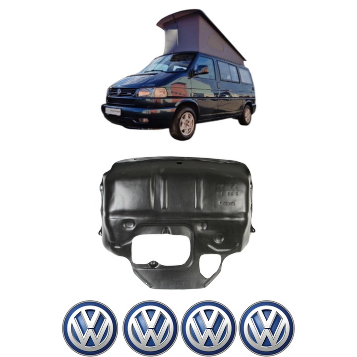 Scut motor Volkswagen CALIFORNIA T4 Camper (7DJ, 7DK, 70J) din 1996-2006, protectie auto, plastic, 4x Stickere auto cu Volkswagen