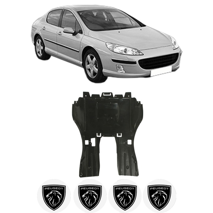 Scut motor PEUGEOT 407 (6D_) din 1995-2011, protectie auto, plastic, 4x Stickere auto cu PEUGEOT