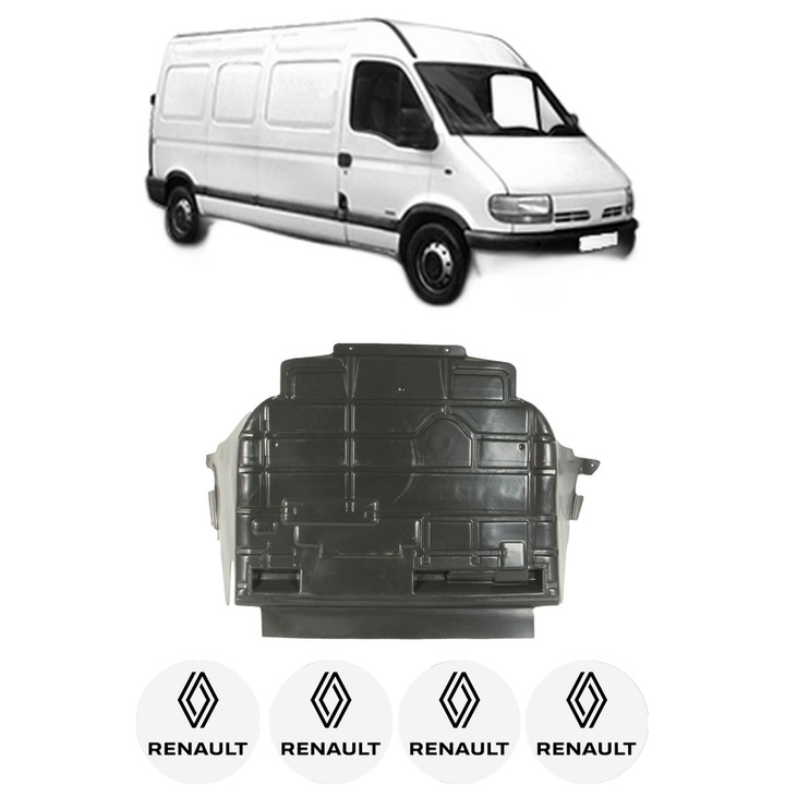 Scut motor RENAULT MASTER II Van (FD) din 1995-2000, protectie auto, plastic, 4x Stickere auto cu RENAULT