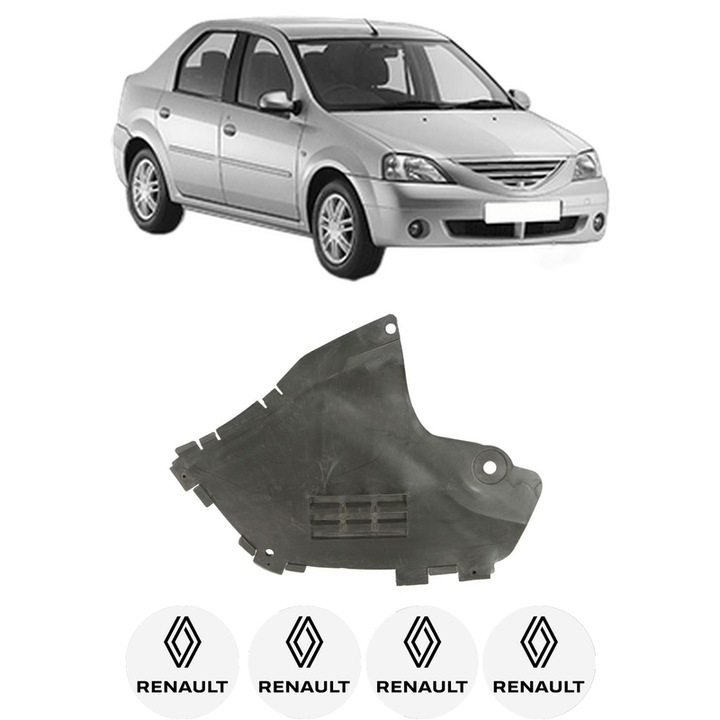 Scut motor RENAULT LOGAN I (LS_) din 2004-2015, protectie auto, plastic, 4x Stickere auto cu RENAULT