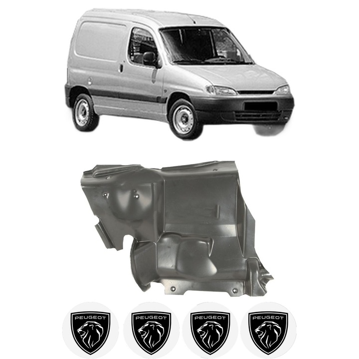 Scut motor PEUGEOT PARTNER Box Body/MPV (5_, G_) din 1996-2015, protectie auto, plastic, 4x Stickere auto cu PEUGEOT