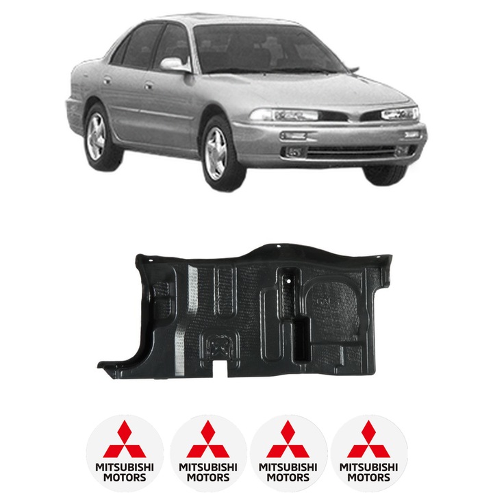 Scut motor MITSUBISHI GALANT VIII (EA_) din 1996-2004, protectie auto, plastic, 4x Stickere auto cu MITSUBISHI
