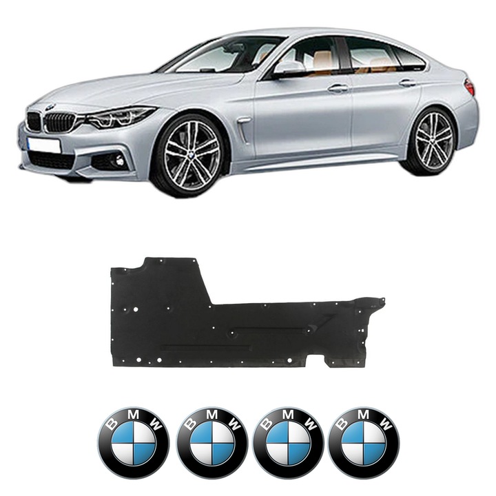 Scut motor BMW Seria 4 Gran Coupe (F36) din 2014-2021, protectie auto, plastic, 4x Stickere auto cu BMW