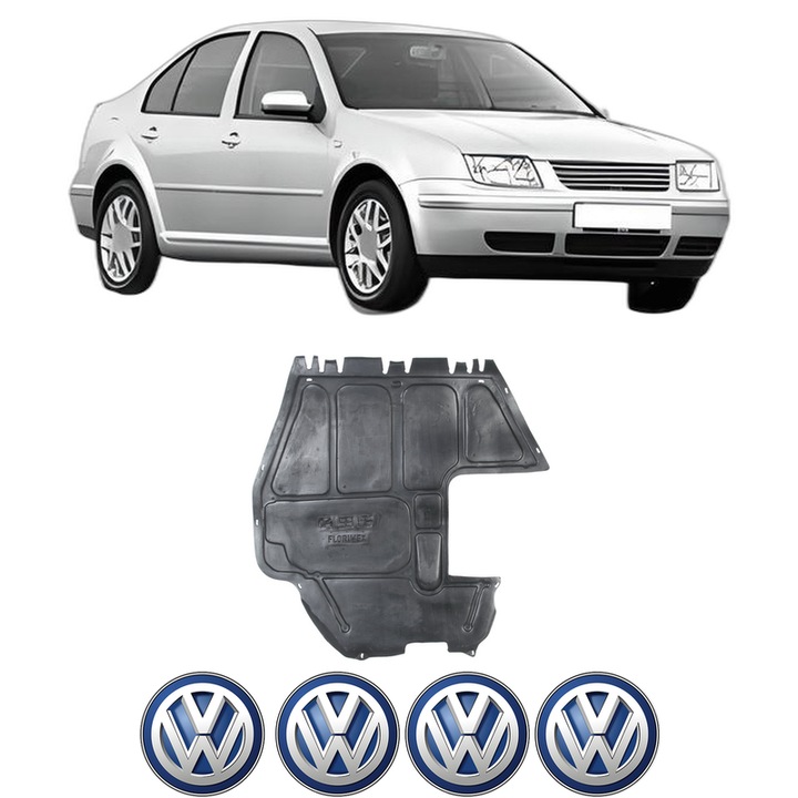 Scut motor Volkswagen BORA I (1J2) din 1998-2013, protectie auto, plastic, 4x Stickere auto cu Volkswagen