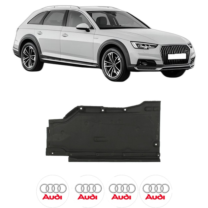 Scut motor AUDI A4 Allroad B9 (8WH, 8WJ) din 2012-2018, protectie auto, plastic, 4x Stickere auto cu AUDI
